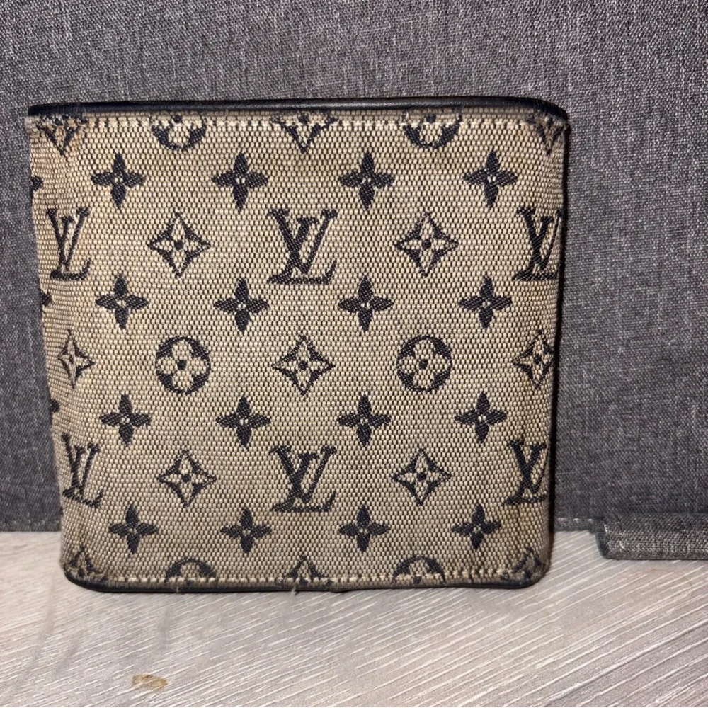 Louis Vuitton Mini Lin Monogram Denim Compact Wallet Navy Blue Gray Porte Billet - Picture 5 of 10